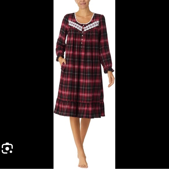 Eileen West Other - Eileen West womans in full swing nightgown new red pink plaid flannel Pjs dress